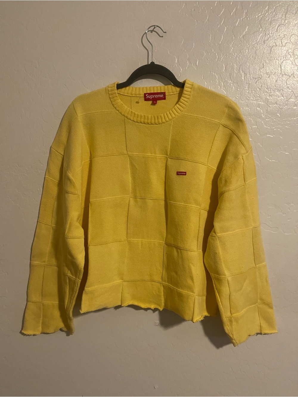 Supreme Yellow Checkerboard Crewneck Sweater